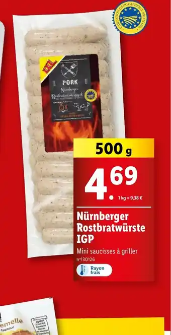 Lidl Nürnberger Rostbratwürste IGP offre