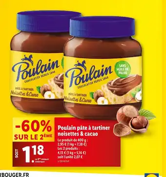 Lidl Poulain pâte à tartiner Noisettes&Cacao offre