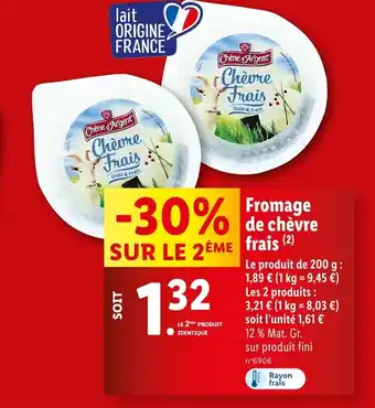 Lidl Fromage de chèvre offre
