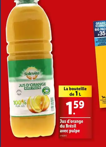 Lidl Jus d'orange du Brésil avec pulpe offre