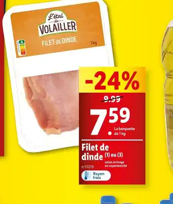 Lidl Filet de dinde offre