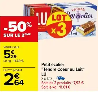Carrefour Petit écolier "Tendre Coeur au Lait" LU offre