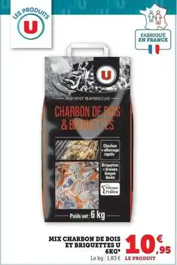 Super U U - mix charbon de bois et briquettes 6kg offre