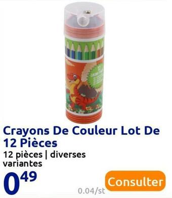 Action Crayons de couleur lot de 12 pièces offre