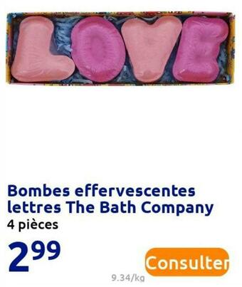 Action Bombes effervescentes lettres the bath company offre