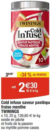 TWININGS Cold infuse saveur pastĂšque fraise menthe