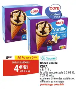 Cora x Carrefour CORA Cônes vanille offre