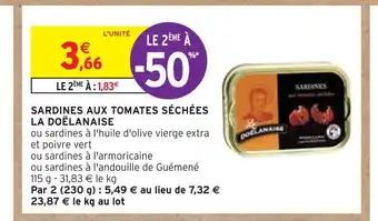 Intermarché LA DOËLANAISE SARDINES AUX TOMATES SÉCHÉES offre