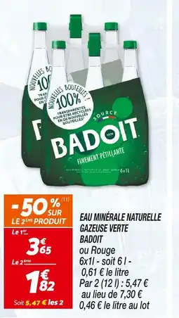 Netto BADOIT EAU MINÉRALE NATURELLE GAZEUSE VERTE offre