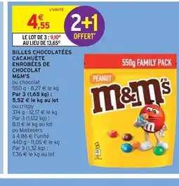 Intermarché M&M's BILLES CHOCOLATÉES CACAHUÈTE ENROBÉES DE CHOCOLAT offre