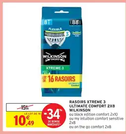 Intermarché WILKINSON RASOIRS XTREME 3 ULTIMATE COMFORT 2X8 offre