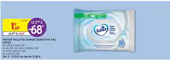 Intermarché LOTUS PAPIER TOILETTE HUMIDE SENSITIVE X42 offre