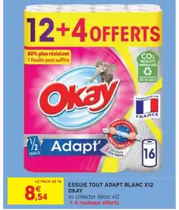 Intermarché OKAY ESSUIE TOUT ADAPT BLANC X12 offre