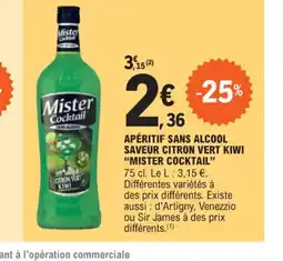 E.Leclerc APÉRITIF SANS ALCOOL SAVEUR CITRON VERT KIWI "MISTER COCKTAIL" offre