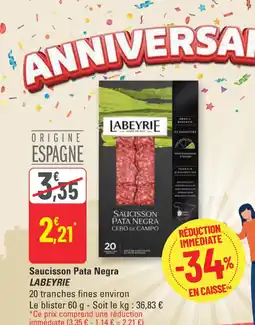 G20 Saucisson Pata Negra LABEYRIE offre