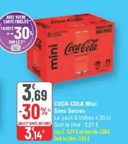G20 COCA-COLA Mini Sans Sucres offre