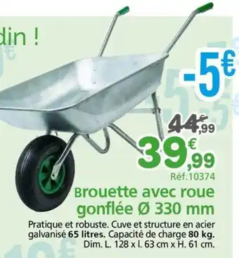 Provence Outillage Brouette avec roue gonflée Ø 330 mm offre