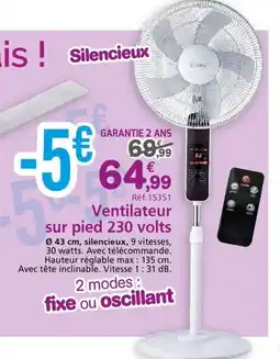 Provence Outillage Ventilateur sur pied 230 volts offre