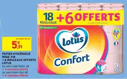 Intermarché Contact PAPIER HYGIÉNIQUE ROSE X18 + 6 ROULEAUX OFFERTS LOTUS offre