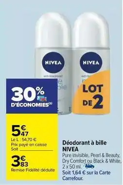 Carrefour Drive Nivea - déodorant à bille offre