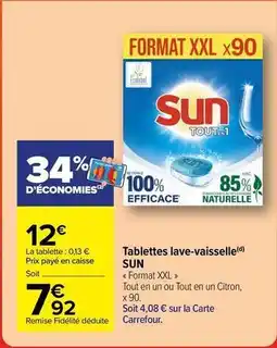 Carrefour Sun - tablettes lave-vaisselle offre