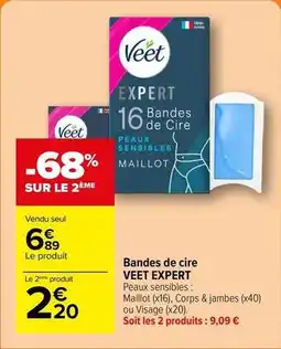Carrefour Veet - bandes de cire offre
