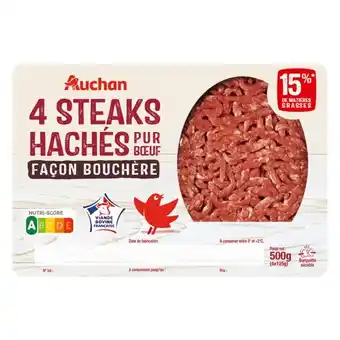 Auchan 4 Steaks Hachés Pur Bœuf Façon Bouchère Auchan offre