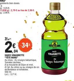 E.Leclerc SAUCE VINAIGRETTE "TÊTE NOIRE" offre