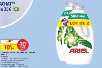 Intermarché Express LESSIVE LIQUIDE ORIGINAL 24 LAVAGES ARIEL offre