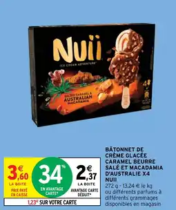 Intermarché Express BÂTONNET DE CRÈME GLACÉE CARAMEL BEURRE SALÉ ET MACADAMIA D'AUSTRALIE X4 NUII offre