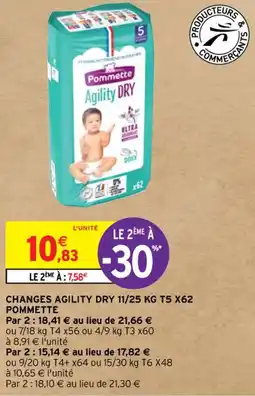 Intermarché Contact CHANGES AGILITY DRY 11/25 KG T5 X62 POMMETTE offre