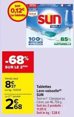 Carrefour Drive Sun - tablettes lave-vaisselle offre