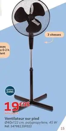 Gifi Ventilateur sur pied offre