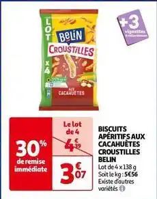 Auchan Belin - biscuits apéritifs aux cacahuètes croustilles offre