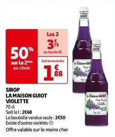 Auchan La maison guiot - sirop violette offre