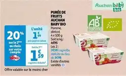 Auchan Auchan - purée de fruits baby bio offre