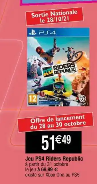 Cora x Carrefour Jeu Ps4 Riders Republic offre