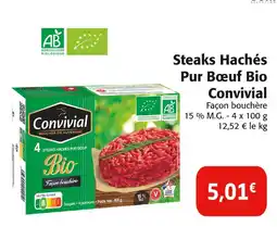 Colruyt Convivial Steaks Hachés Pur Bœuf Bio offre