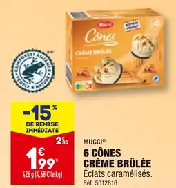 ALDI MUCCI 6 CÔNES CRÈME BRÛLÉE offre