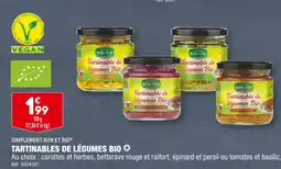 ALDI SIMPLEMENT BON ET BIO TARTINABLES DE LÉGUMES BIO offre