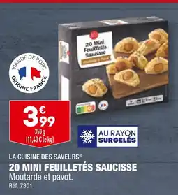 ALDI LA CUISINE DES SAVEURS 20 MINI FEUILLETÉS SAUCISSE offre