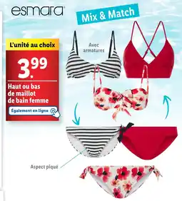 Lidl esmara Haut ou bas de maillot de bain femme offre