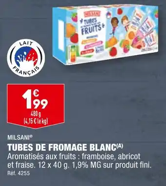 ALDI MILSANI TUBES DE FROMAGE BLANC offre