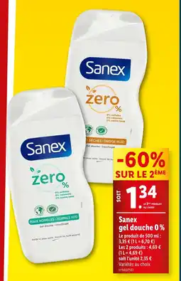 Lidl Sanex Sanex gel douche 0 % offre
