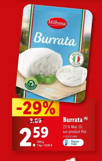 Lidl Milbona Burrata offre