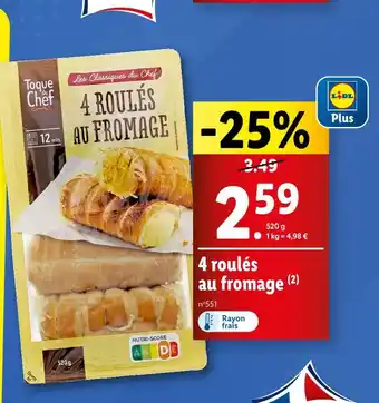 Lidl Toque du Chef 4 roulés au fromage offre