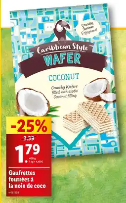 Lidl Caribbean Style Gauffrettes fourrées à la noix de coco offre