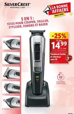 Lidl SILVERCREST Tondeuse barbe et cheveux sans fil offre