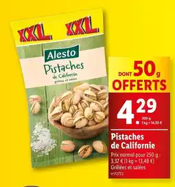 Lidl Alesto Pistaches de Californie offre