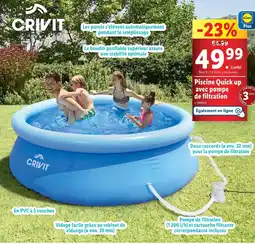 Lidl CRIVIT Piscine Quick up avec pompe de filtration offre
